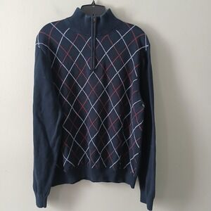 Brooks Brothers 346 Men's Size Large Argyle 1/4 Zip Sweater‎ 100% Supima Cotton